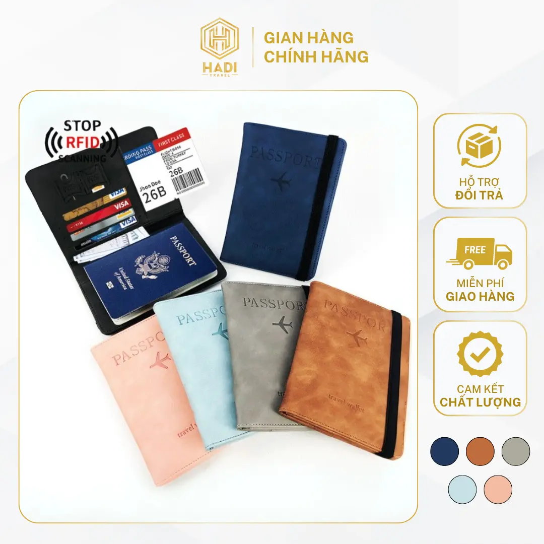 Bao Da Bọc Hộ Chiếu Da Pu Ví Đựng Visa Đa Năng Cầm Du Lịch Tiện Dụng BHC001 Nam