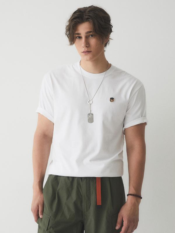 WHOAU Áo Thun Steve Head Patch Short Sleeve T-shirt_WHRPE2592U-01