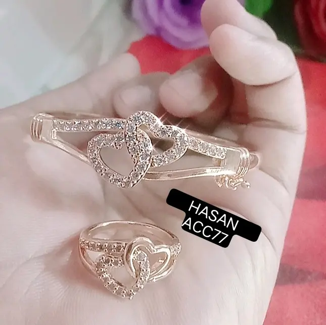 gelang fre cincin tangan bangkok wanita dewasa model hati emas berlian/Titanium/viral Gold 0