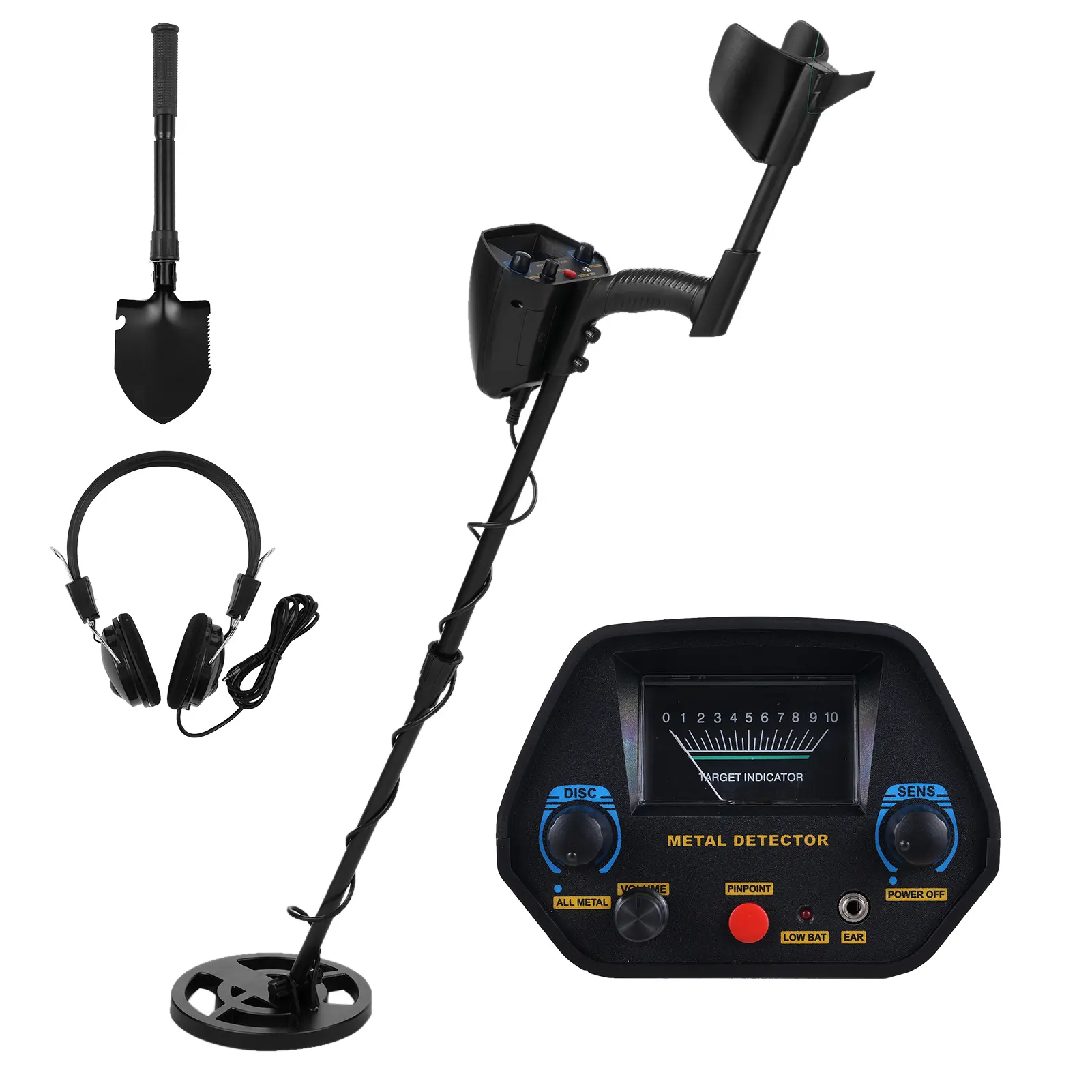 Metal Detector for Adults & Kids High Accuracy Gold Detectors All Metal & DISC Mode Waterproof Search Coil for Detecting Gold Coin Treasure Hunting With Headphone Metal Shovel