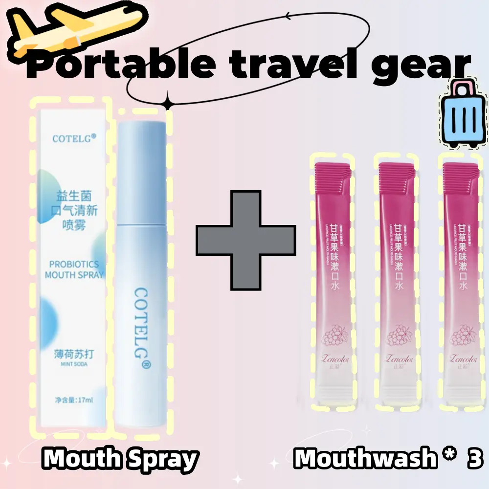 4pcs Travel Clothing COTELG Probiotic Breath Refreshener White Peach Mint Strong Cool Halitosis Oral Spray Portable Oral Care