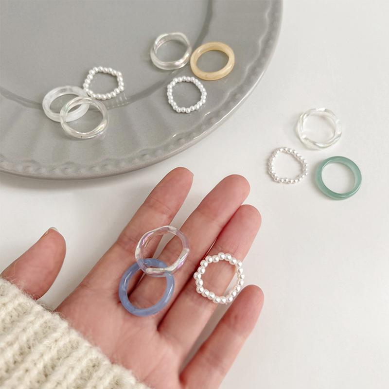 Product Introduction of 3Pcs/set Acrylic Ring Set For Women Colorful Pearl Transparent Rings Korean Cute Romantic Jewelry Accessories Girl Party Engagement Gifts #468693 31