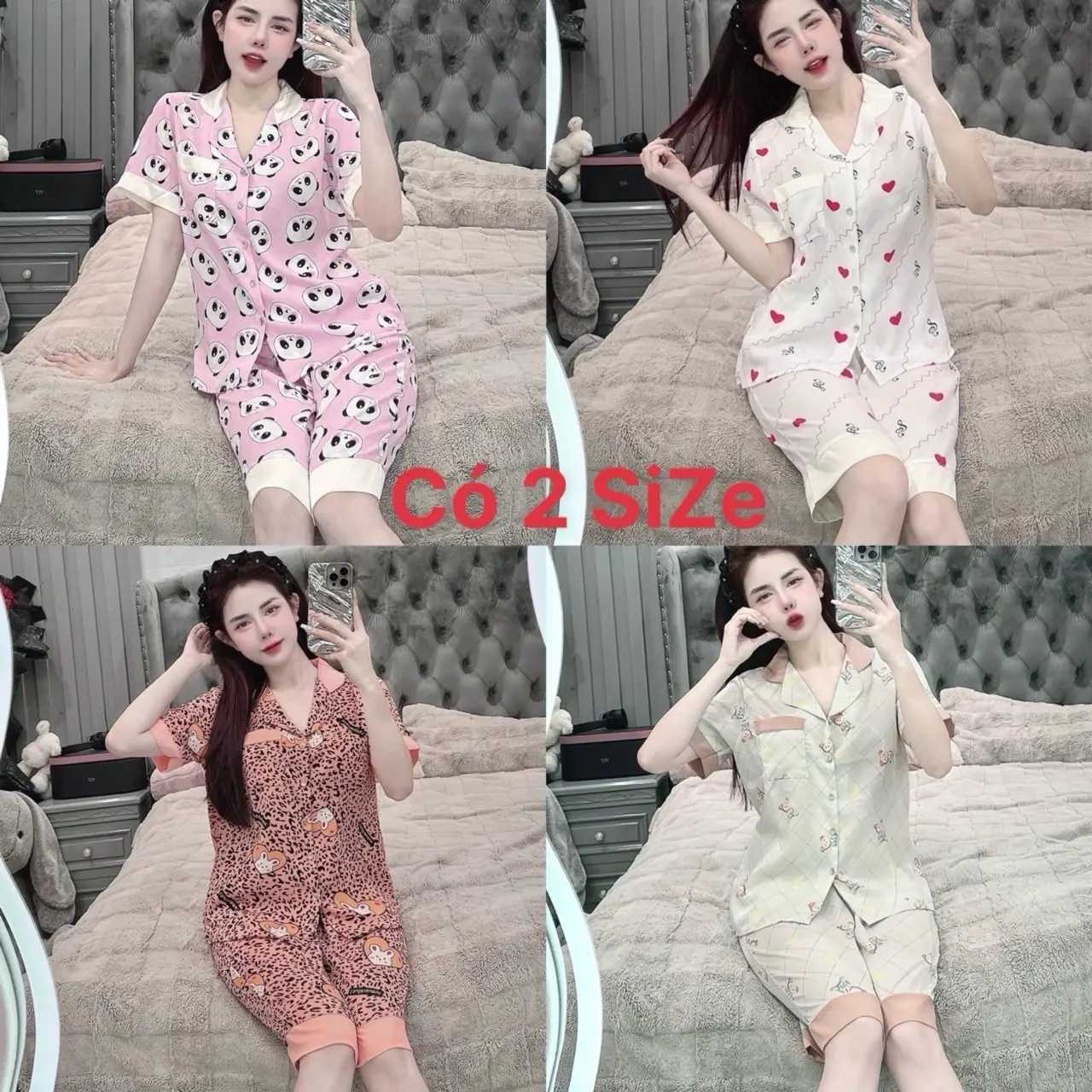 Đồ Bộ Pijama Tay Ngắn Quần Lửng Lụa Mango Có 2 Size Freesize 40-58Kg &Bigsize 60-75Kg Kẻ sọc Quần Ngủ Áo Ngủ do ba