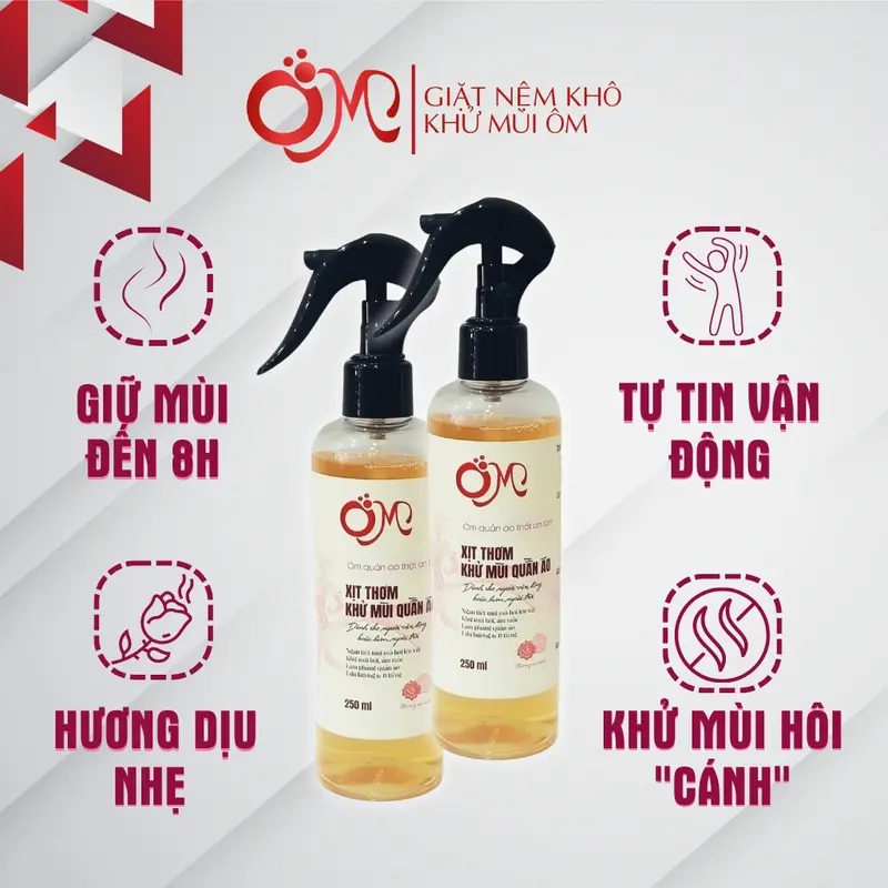 Xịt khử mùi cơ thể nữ thể thao Ôm 250ml lưu hương lâu 6-8h khử mùi mồ hôi quần áo năng động diệt khuẩn thơm quần áo Omxtra 4