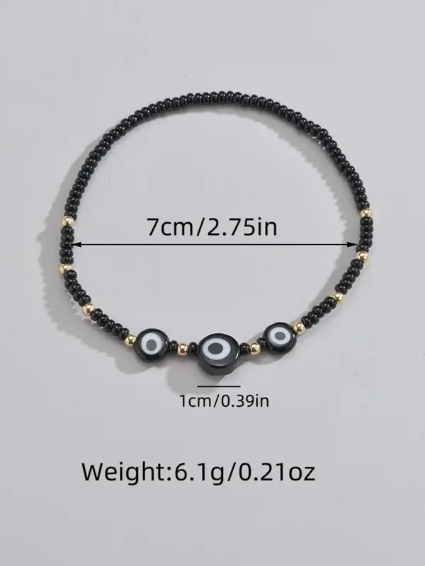 Creative Eye Design Beaded Anklet, Fashionable Foot Jewelry for Women & Girls, Fashion Jewelry for Party, Daily Clothing Decor, Trendy All-match & Exquisite Jewelry for Gift 1