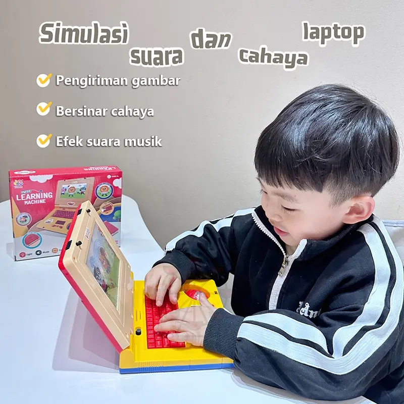 Mainan  Belajar edukasi laptop anak Alat bahasa Inggris Musik bantu belajar Learning Machine Notebook Laptop elektrik dan layar kartun bergerak Mini 1