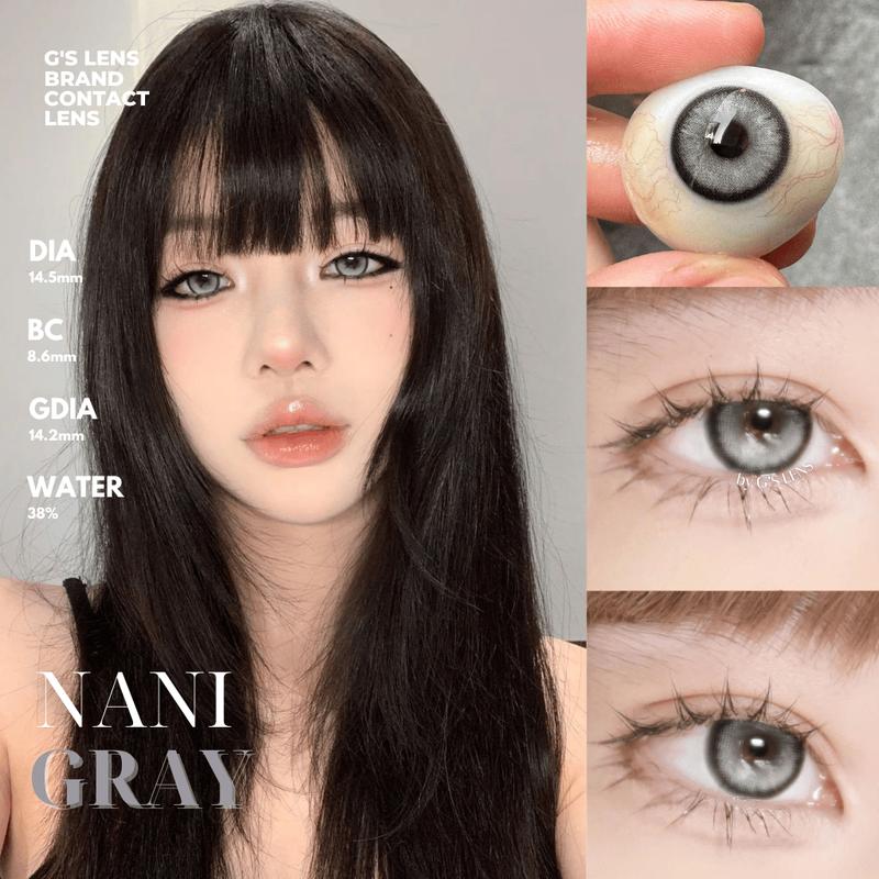  Lens Mắt Kính Áp Tròng Xám Tây Sáng Vân Xước NANI GRAY Size S 14.2mm Có 0 Đến 8 Độ Cận  LENS NỘI ĐỊA TRUNG  