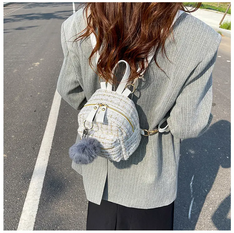 Ba Lô Nữ EMMAYCLSET Vải Dạ Kim Tuyến Đeo Được Chéo EM128 Đeo Vai Da Backpack mcm  balo 2