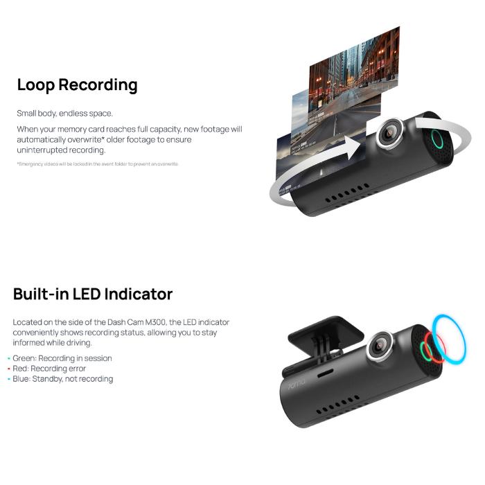 70mai Dash Cam M300 Kamera Mobil 1296P 2K 4