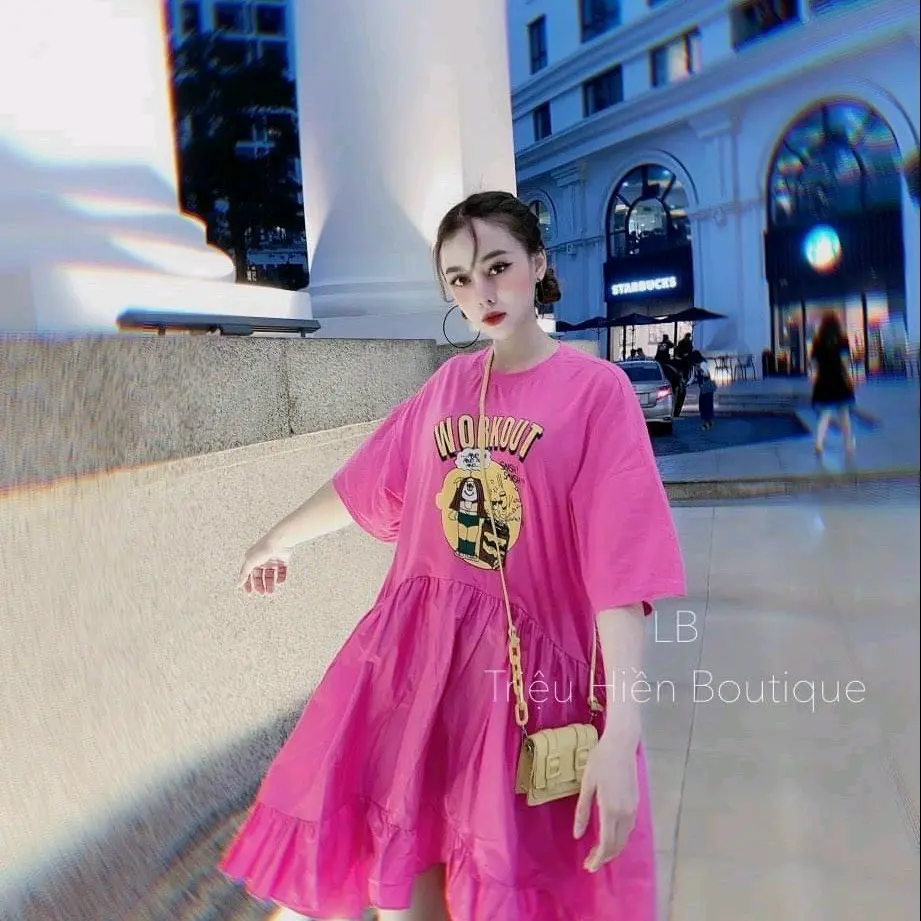 đầm bầu phom rộng mặt ở nhà đi chơi đều đc
