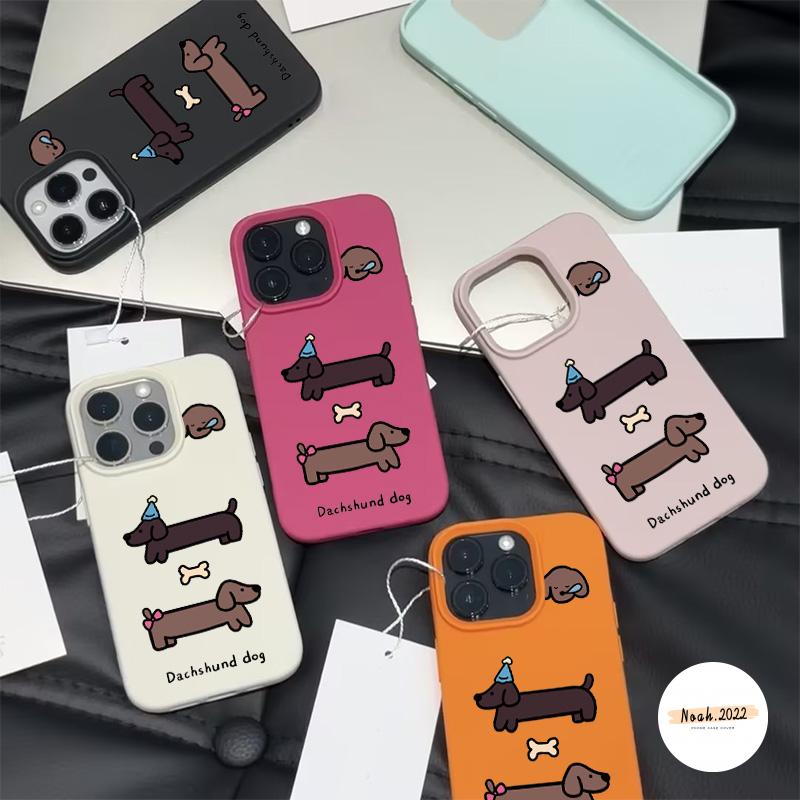 Ốp Lưng Tương Thích Cho iPhone 11 13 16 15 12 14 Pro Max X Xs Max Xr 14 15 Plus 16Pro 13Pro 15Pro 14Pro 12Pro 11Pro Max Hoạt Hình Dễ Thương Chó Con Dachshund Mềm Mại Sang Trọng Bao Da Điện Thoại 7