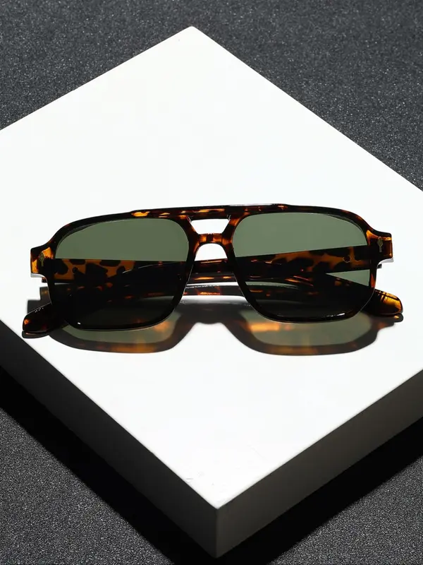 Unisex Fashionable Tortoiseshell Pattern Sunglasses, Trendy Casual Sunglasses for Everyday Use, Fashion Accessories for Outdoor Activities 4