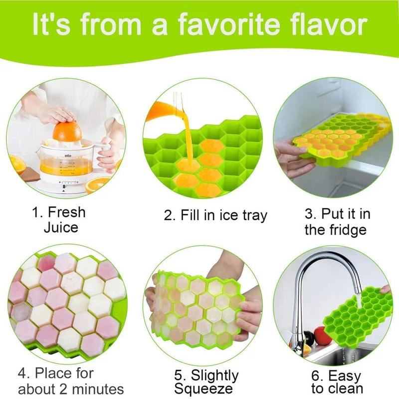 37 Girds Honeycomb Ice Cube Trays Reusable Silicone Ice Cube Mold BPA Free Ice Maker with Removable Lids Kitchen Utensils 5