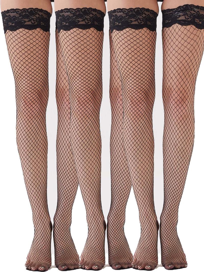 Product Introduction of Women's Fishnet Stockings, Comfy Breathable Sexy Solid Color Knee-High Socks for Daily Wear, Ladies Stockings for All Seasons 1