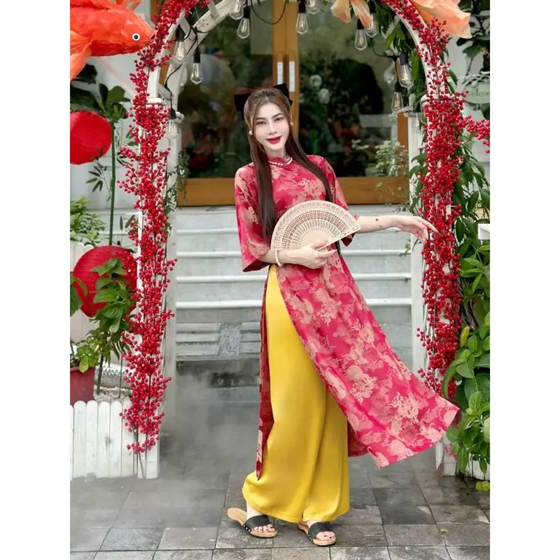 Bộ Áo Dài Cổ Tàu Dáng Suông Cao Cấp Women 0
