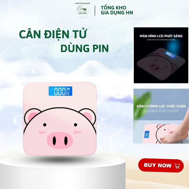 💖Giảm thêm 30%💖Cân điện tử sức khỏe thông minh hình lợn hồng cute, cân tiểu ly mini nhà bếp dùng pin 0