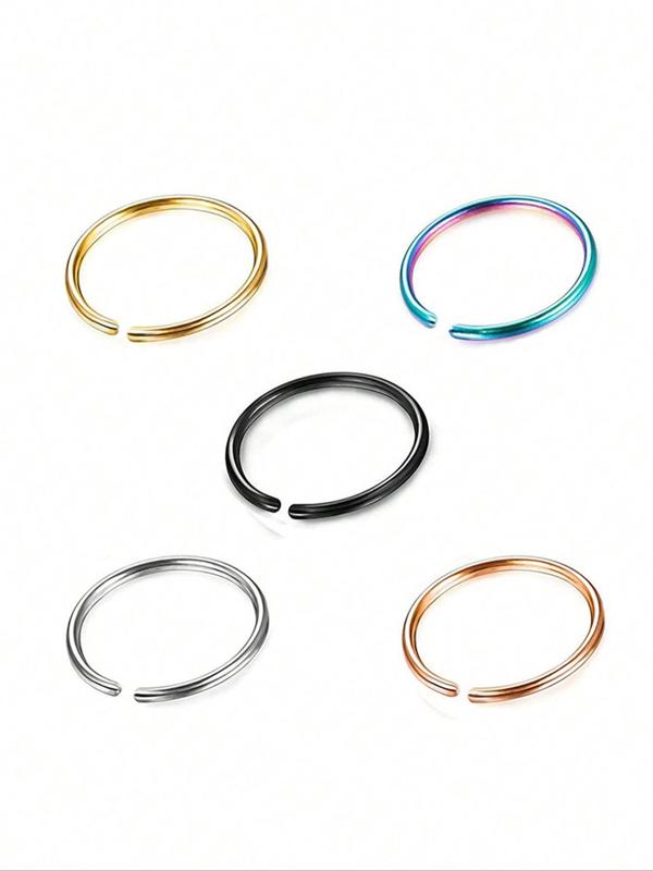 Minimalist Nose Ring Set (5pcs/set), Stainless Steel Piercing Body Jewelry for Women & Men, Fashion Accessories for Party, Daily Clothing Decor 4