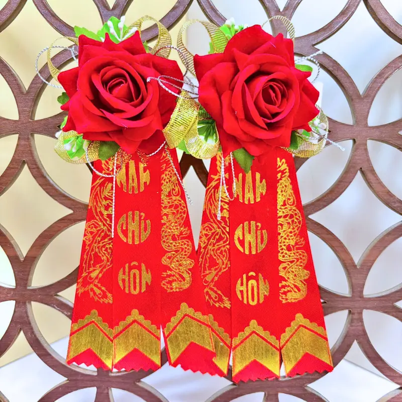 SET 1 CẶP HOA CÀI ÁO ĐÁM CƯỚI, HAI HỌ, HOA CHỦ HÔN, NHÀ TRAI NHÀ GÁI 5