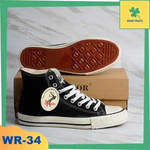 Warrior Sparta High Black White Sepatu Sneakers Warrior Original Sepatu Sekolah Hitam Putih Casual  Shoes