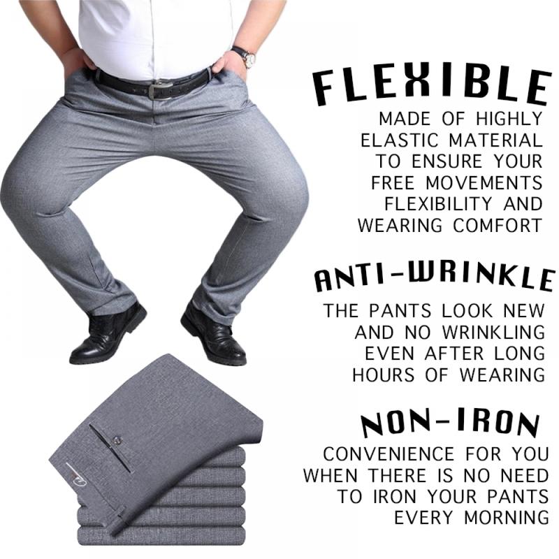 Big Size 29-52 Plus Size Men's Elastic Business Pants Non Iron Formal Office Long Pant Flexible Trousers 4