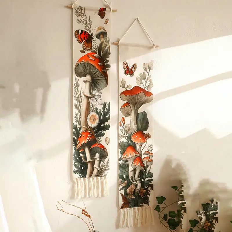 Mushroom & Flower Pattern Wall Hanging, Wall Decor for Home Living Room Bedroom, Wall Decor for Home Decor, Room Decor, Home Decor, Hangable 0