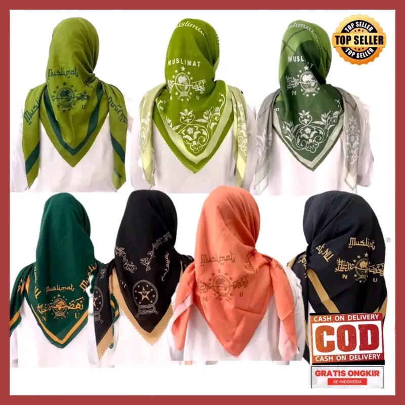 HIJAB KERUDUNG Segi Empat MOTIF MUSLIMAT FATAYAT NU VOAL PREMIUM LASER CUT Katun Square Arab