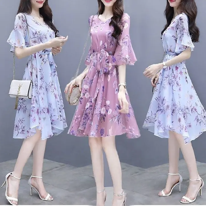 Trang Phục Nữ Thời Trang Mùa Hè, Phong Cách Hàn Quốc Mới, Cạp Cao, Váy ngắn Tay Thanh Lịch, Dài Trung Bình Thích Hợp Cho Năm 2022, Ngày: 2022 / 12 / 22