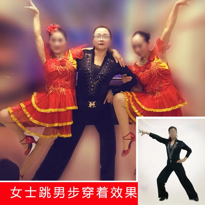 Quần Áo Khiêu Vũ Latin Cho Nam, Hàng Mới Về, Áo, Trang Phục Biểu Diễn Khiêu Vũ Latin Vuông Đi Bộ, Trang Phục Dây Ngược, Váy Khiêu Vũ Cho Nam, Dài Tay 8