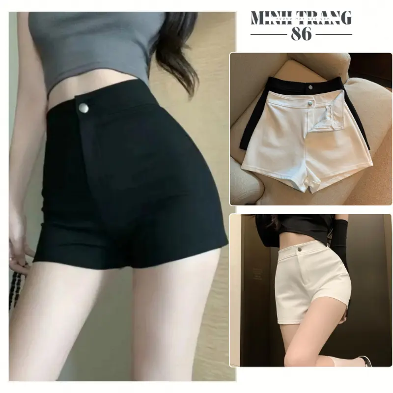 Mẫu mới Quần short nữ umi đẹp lưng cạp cao ôm tôn dáng,quần sọt đùi ngắn đi gym,biển co giãn 4 chiều sooc đn trắng-mo1-XMMT126