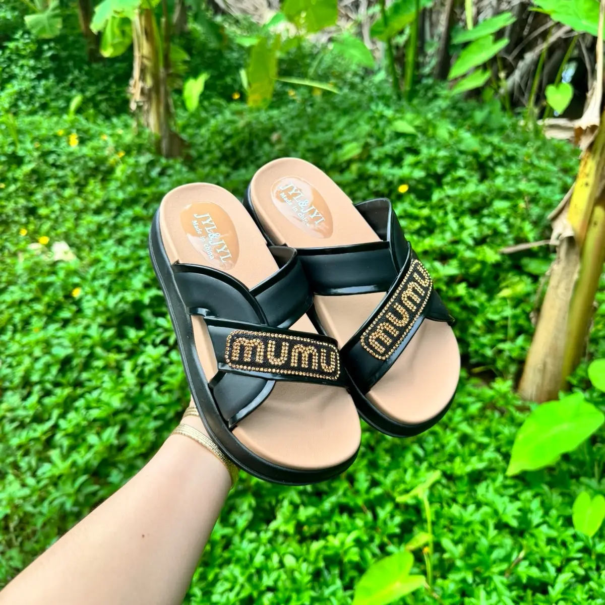Dép nữ xoắn đính đá hàng Qc mềm êm