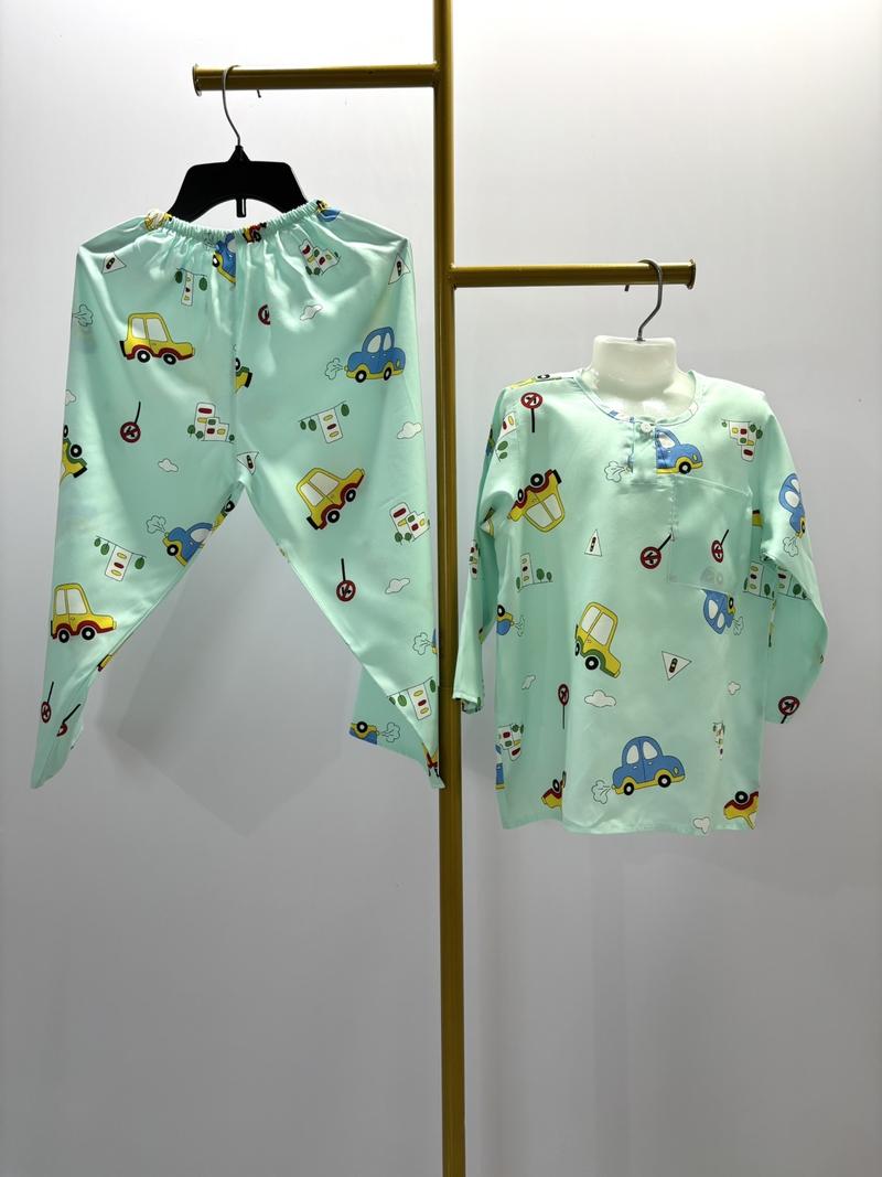 Product Introduction of DQ922 - 09. Bộ Quần Dài Áo Tay Dài Bé Trai. Chất Vải Tole Lanh Hai Da. Size 16kg đến 56kg. 10
