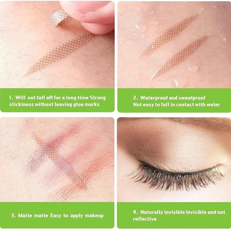 5 Sheets Natural Eyelid Tape, Breathable Eyelid Strip, Waterproof Invisible Eyelid Sticker with Y Shaped Tool 5