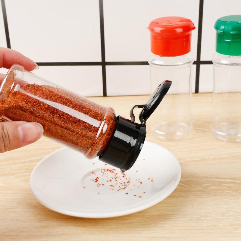 Product Introduction of 1/3Pcs Clear Plastic Spice Bottles Salt Pepper Shaker Seasoning Jars Container BBQ Condiment Bottles with Lids Kitchen Tools 11