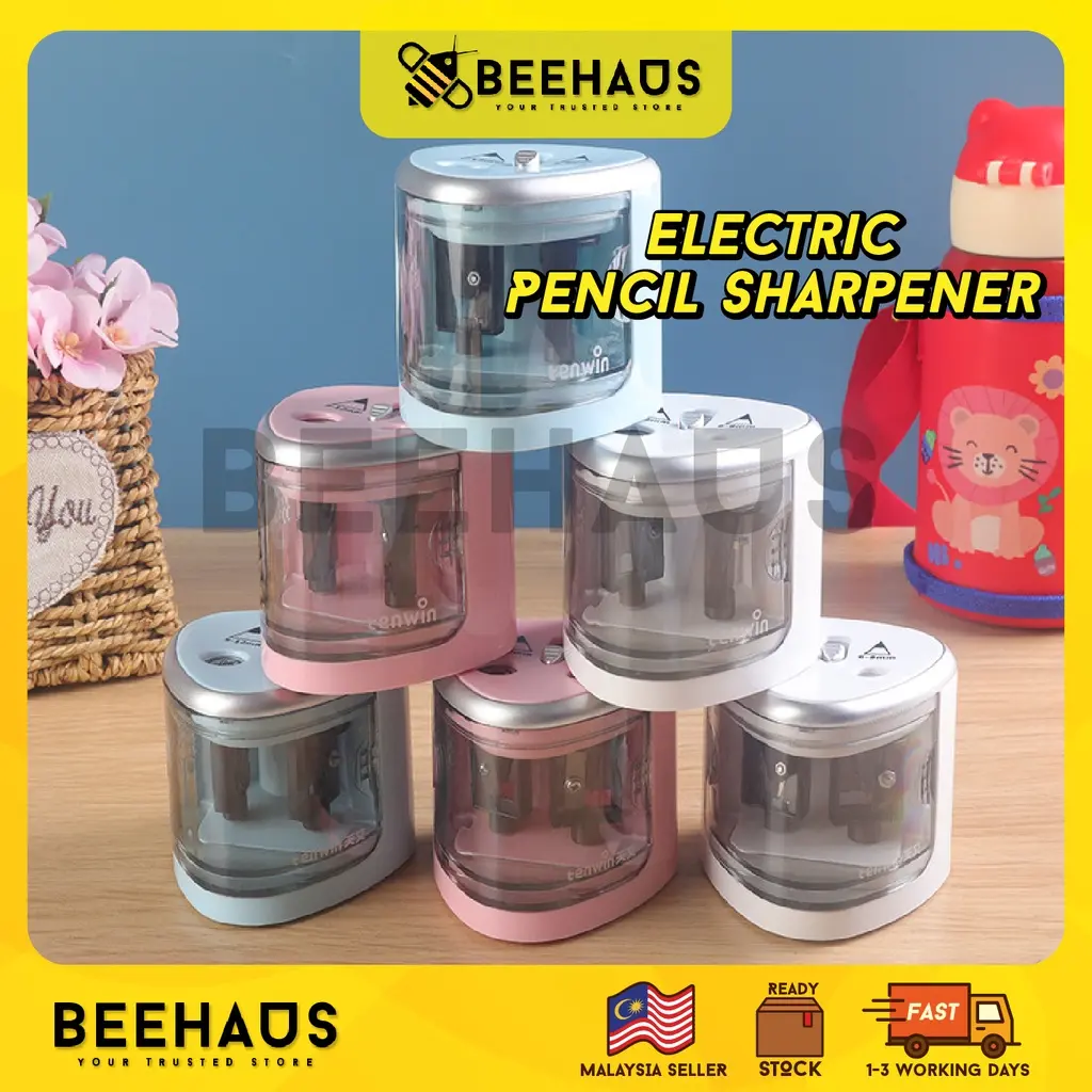 BEEHAUS Electriccil Sharer Automatic TwoHolecil Sharer Battery Home Office Schoolgasahsil Elektrik Stationery