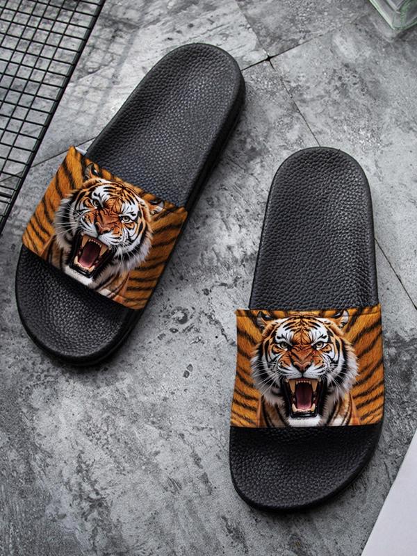Women's Tiger Print Slides, Casual Comfortable Home Slippers, Soft Non-slip Slippers for Indoor & Outdoor Wear, Flipflop 0