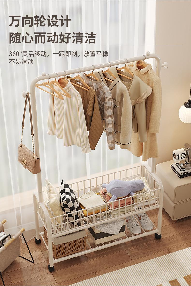 Product Introduction of Wheel drying rack, clothes hanger, hat rack, landlord bedroom, simple household room, bedside clothes storage rack 16
