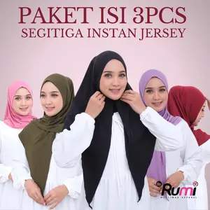 Rumi - PAKET HEMAT ISI 3 PCS SALMA Jilbab Segitiga Instan Jersey Hijab Oval Kerudung Simpel Muslim Wanita Syari Diamond