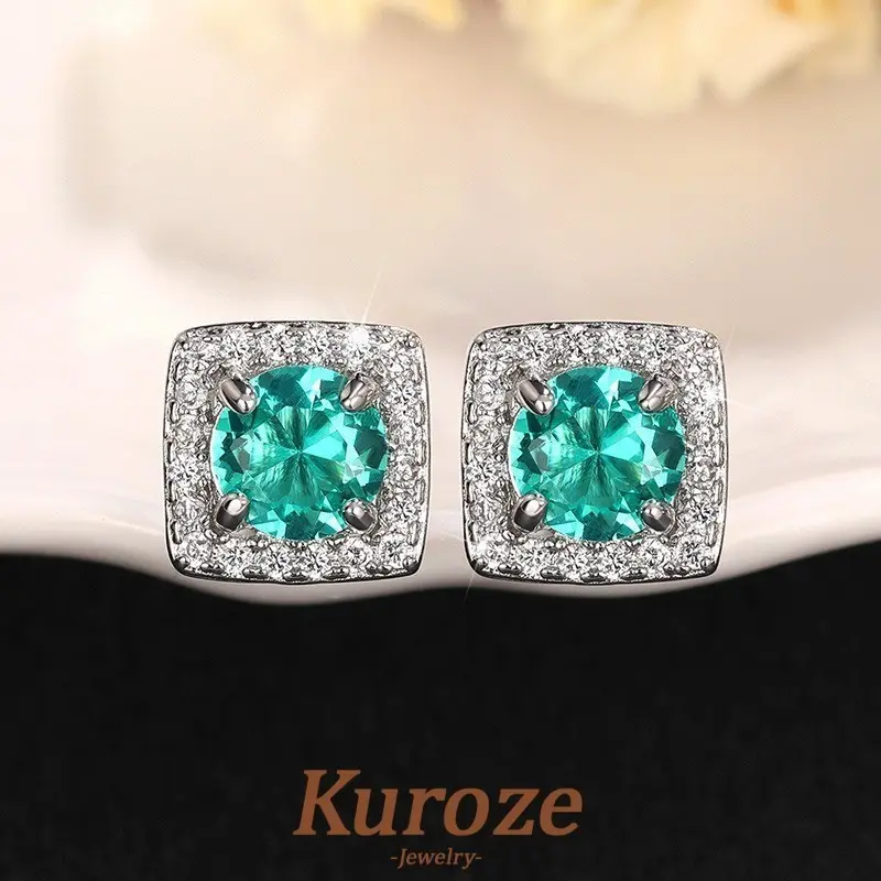 Bông Tai Đinh tán Pha Lê Màu Xanh Lá Cây Cổ Điển Thời Trang, Kuroze