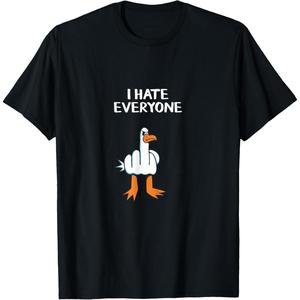Camiseta negra con diseño abstracto 2D – estilo urbano alternativo, ideal para hombre y mujerObRenKi Funny Rude Seagull Et I Hâte Everyone Dont Worry - Camiseta divertida