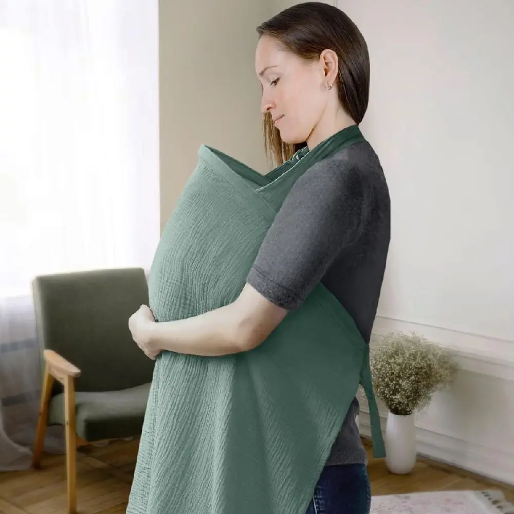 itsdoesin Soft Gauze Mother Outing Breastfeeding Cover Adjustable Breathable Baby Feeding Nursing Covers Halter Neck Arch Neckline Outdoor Privacy Cover Outdoor