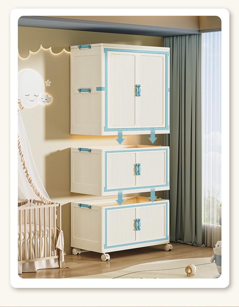 Product Introduction of Household Wardrobe Installation-Free Clothing Storage Cabinets Open Door Foldable Transparent Storage Box Multi-Layer Plastic Locker Organiser 6