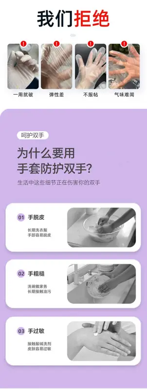 Product Introduction of Găng tay gia dụng nhà bếp Cấp Thực Phẩm Nhẹ, không thấm nước, thêm dày và bền, chống trượt, vừa vặn, cao su, cao su PVC, thích hợp để rửa bát, ra mắt vào năm 2024 1