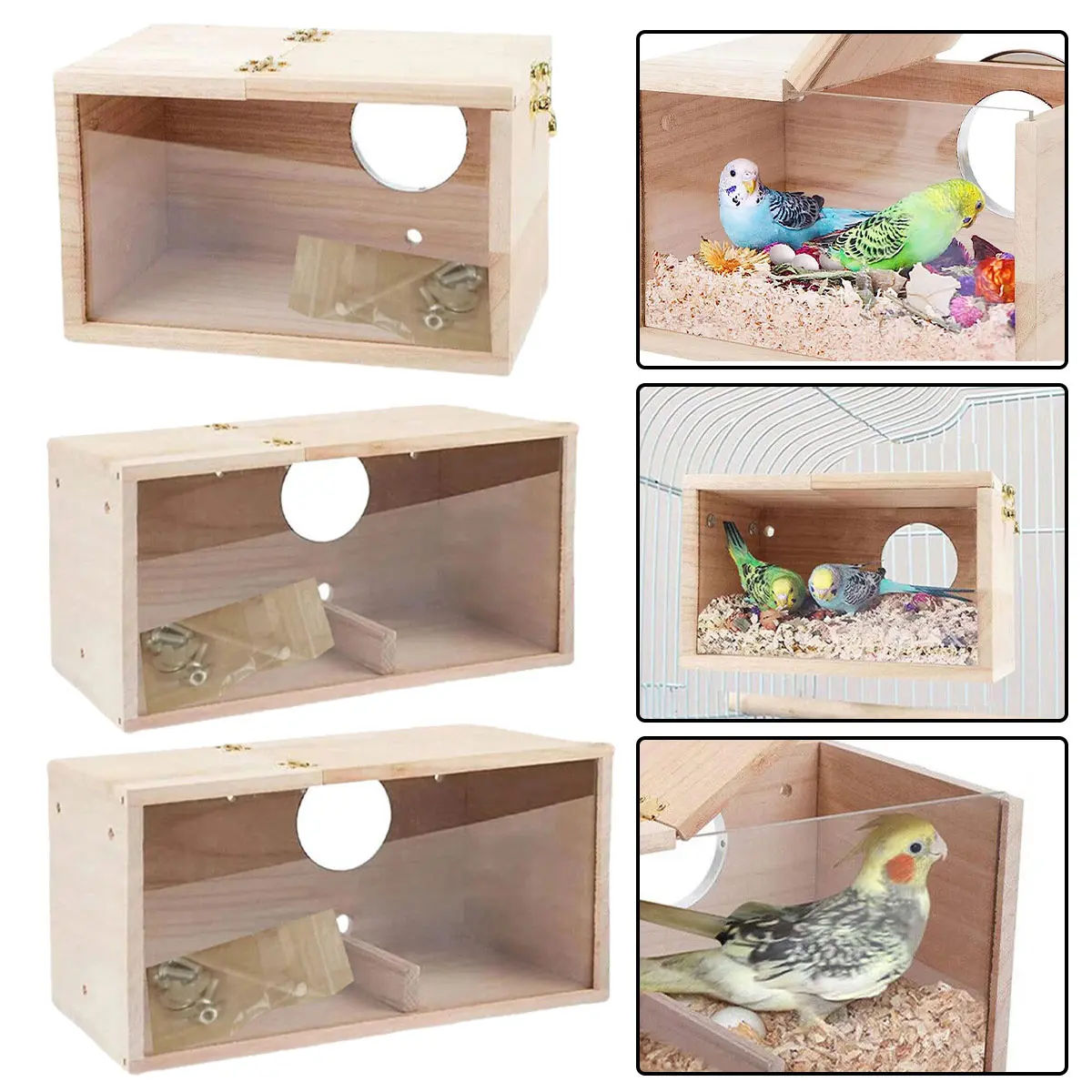1 Set Burr Free Parakeet Cockatiel Bird House Nest Easy to Clean Parrot House Smooth Edges Parakeet Nesting Box Bird Supplies