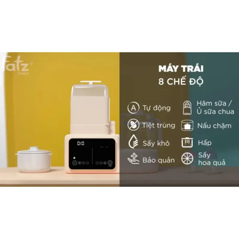 [Bảo Hành 12 Tháng] Máy Đa Năng Điện Tử (Tiệt Trùng/Sấy Khô/Hâm Sữa/Hầm Cháo Chậm/Đun & Hâm Nước) Multimax 7 Fatz Baby Hàng Chính Hãng - FZ017 7