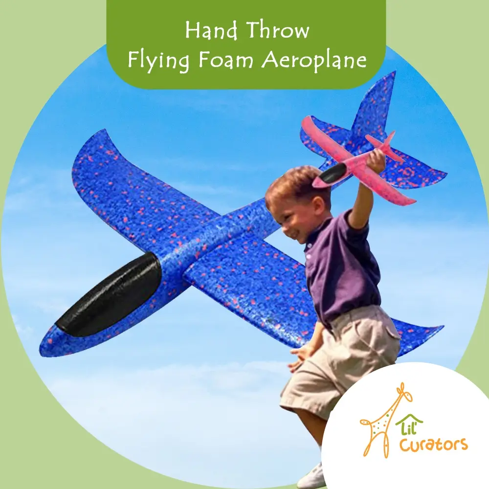 Lil Curators Hand-Launched Foam Airplane Toy | 36CM, Non-Toxic, Outdoor Play | Birthday Party Favors, Goodie Bag