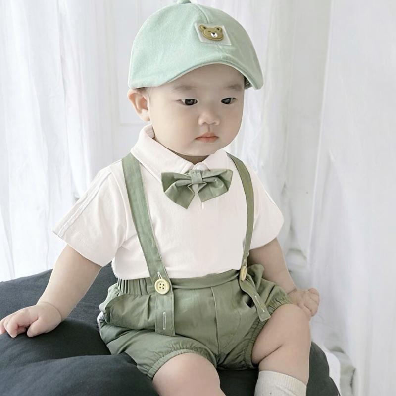 Bộ quần áo yếm hai dây vải kaki (không kèm mũ) Sét yếm kèm áo cho bé trai bé gái Áo Vải Cotton SLH272