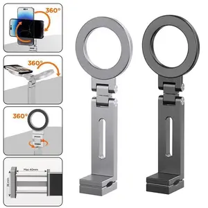 QY60 Magnetic Phone Bracket Holder Portable Jepit Tebal 4 cm Magnet Tempel Layar LCD Tiang Live Meja Lemari Dapur Kantor Monitor Travelling