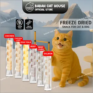 FREEZE DRIED SACHET Snack Kucing Makanan Ringan Cemilan Anjing Chicken Beef Egg Yolk Salmon Cat Dog Food Freze Dry Ayam Sapi Pakan Camilan Senek Daging Beku