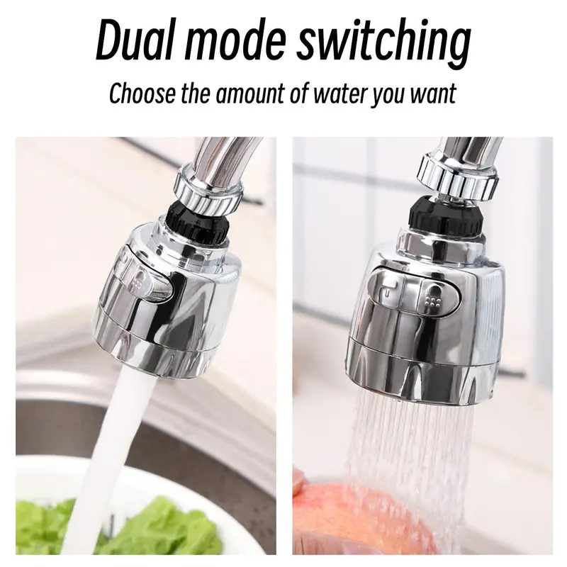 2 Mode Kitchen Faucet Aerator, 1 Count 360 Degree Rotatable Faucet Splash Head, Kitchen Faucet Extender, Sprayer Head Anti Splash Tap 3