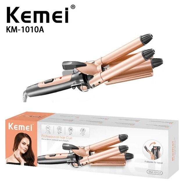 Máy Uốn Tóc Xoăn Sóng Nước Bấm Tóc 3 Trục Gấp Gọn Kemey Km 1010A